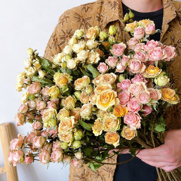 A Bouquet of Dried Rose Flowers, Dried Rose Flower Bouquet, Natural Dried Rose Flower Bunches, A Bunch Dried Rose Flowers, Red Yellow Purple Dried Rose Floral-LargePaintingArt.com