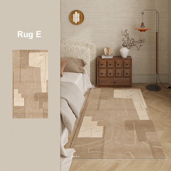 Unique Geometric Modern Rugs under Dining Room Table, Brown Modern Carpets for Office, Abstract Modern Rugs for Living Room, Contemporary Modern Rugs Next to Bed-LargePaintingArt.com