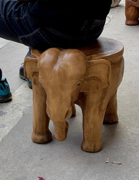 Elephant Sofa Stool, Dining Table Stool, Handmade Solid Wood low Stool, Elephant Wooden Stool, Creative Shoe-changing Stool-LargePaintingArt.com