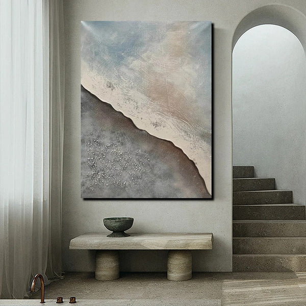 Bedroom Wall Art Ideas, Abstract Seashore Painting, Acrylic Canvas Paintings for Living Room, Simple Wall Art Ideas, Contemporary Paintings-LargePaintingArt.com