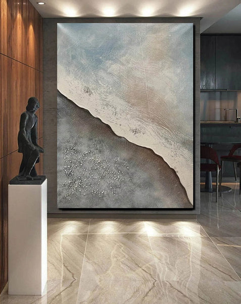 Bedroom Wall Art Ideas, Abstract Seashore Painting, Acrylic Canvas Paintings for Living Room, Simple Wall Art Ideas, Contemporary Paintings-LargePaintingArt.com
