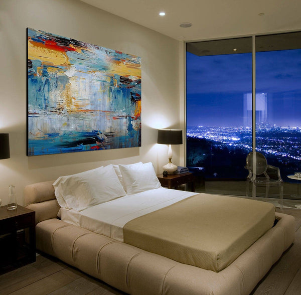 Acrylic Paintings for Living Room, Large Simple Modern Art, Blue Abstract Acrylic Painting, Contemporary Wall Art Paintings