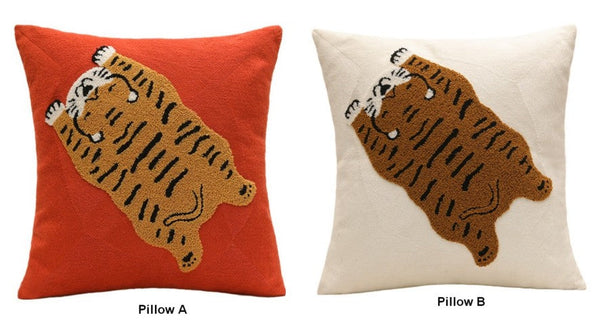 Lovely Tiger Decorative Pillows for Children's Room, Contemporary Modern Sofa Pillow Covers, Square Modern Throw Pillows for Couch, Decorative Pillows for Bedroom-LargePaintingArt.com