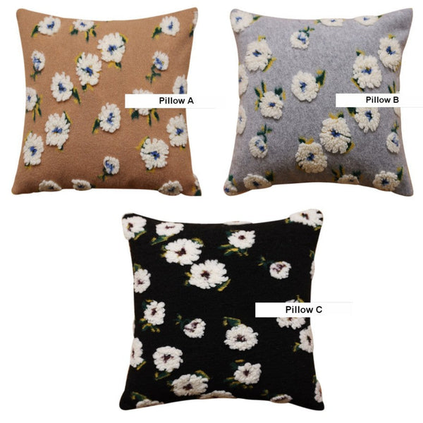 Contemporary Modern Sofa Pillows, Square Modern Throw Pillows for Couch, Flower Decorative Pillow Covers, Decorative Pillows for Bedroom-LargePaintingArt.com
