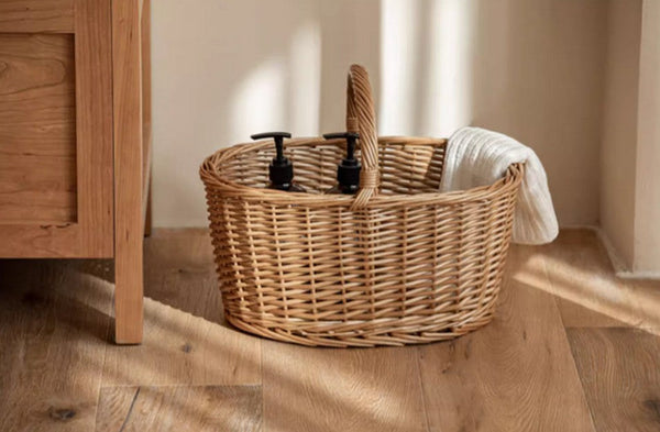 Small Picnic Storage Basket with Handle, Hand-woven Wicker Storage Basket, Willow Weaving Baskets for Vegetable, Natural Fruit Basket, Kitchen Storage Baskets-LargePaintingArt.com