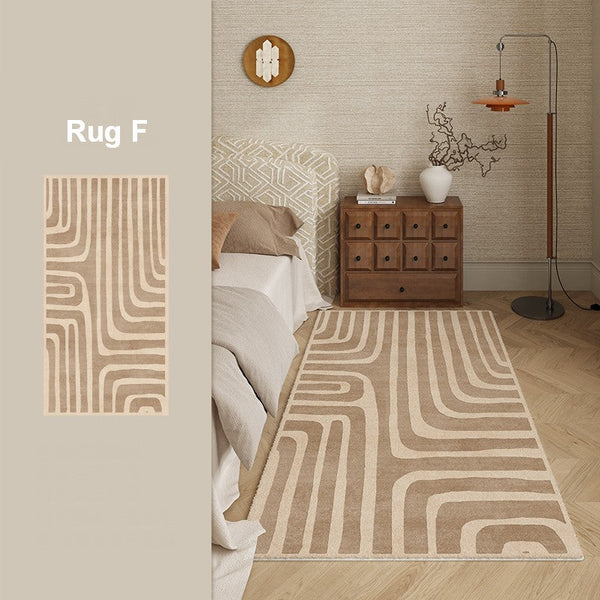 Unique Geometric Modern Rugs under Dining Room Table, Brown Modern Carpets for Office, Abstract Modern Rugs for Living Room, Contemporary Modern Rugs Next to Bed-LargePaintingArt.com