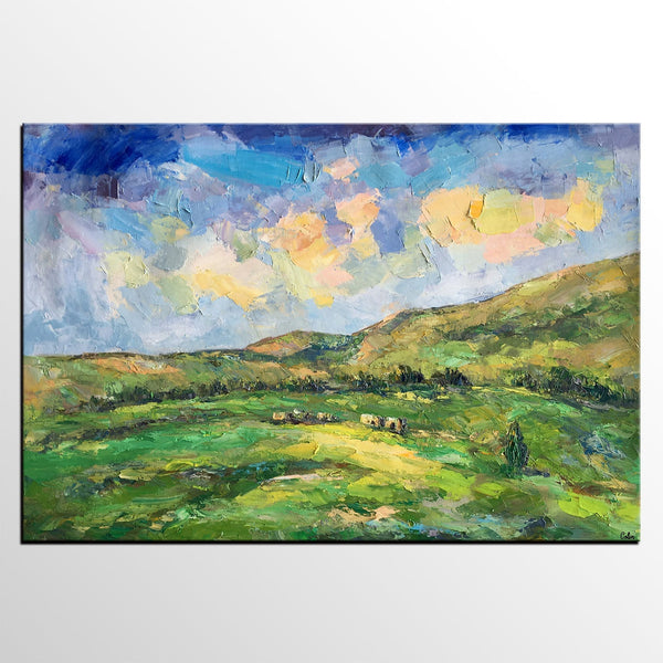 Landscape Painting for Sale, Mountain Painting, Custom Original Landscape Painting on Canvas, Landscape Painting for Living Room-LargePaintingArt.com