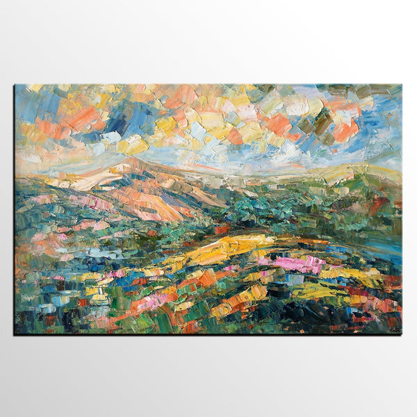 Landscape Oil Painting, Abstract Autumn Mountain Painting, Canvas Painting for Sale-LargePaintingArt.com