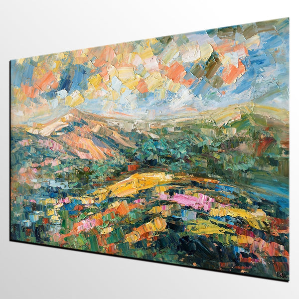Landscape Oil Painting, Abstract Autumn Mountain Painting, Canvas Painting for Sale-LargePaintingArt.com