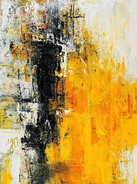 Canvas Painting for Living Room, Simple Modern Art, Yellow Modern Wall Art Painting, Huge Contemporary Abstract Artwork for Bedroom-LargePaintingArt.com