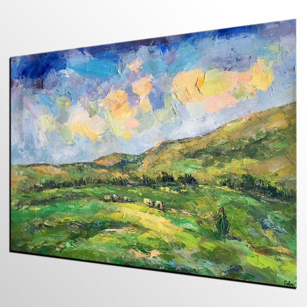 Landscape Painting for Sale, Mountain Painting, Custom Original Landscape Painting on Canvas, Landscape Painting for Living Room-LargePaintingArt.com