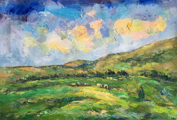 Landscape Painting for Sale, Mountain Painting, Custom Original Landscape Painting on Canvas, Landscape Painting for Living Room-LargePaintingArt.com