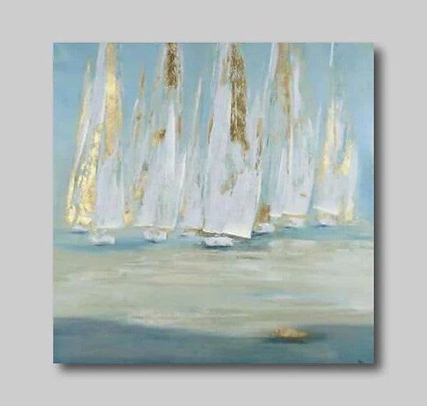 Easy Painting Ideas for Bedroom, Sail Boat Paintings, Acrylic Painting on Canvas, Large Acrylic Canvas Painting, Oversized Canvas Painting for Sale-LargePaintingArt.com