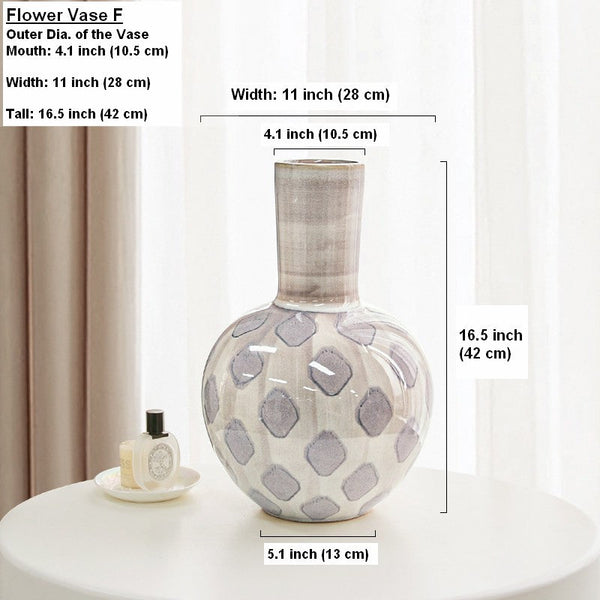 Unique Porcelain Flower Vases, Flower Vases on Table, Contemporary Vases for Modern Home Decor, Ceramic Bouquet Vases, Dining Table Centerpiece-LargePaintingArt.com