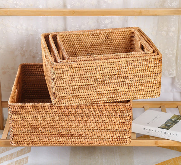 Large Storage Basket for Living Room, Kitchen Storage Baskets, Woven Storage Basket for Shelves, Rattan Storage Baskets for Toys-LargePaintingArt.com