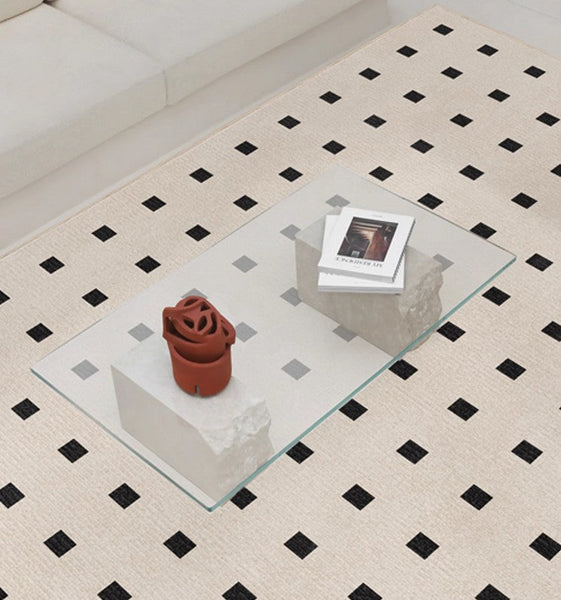 Geometric Contemporary Modern Rugs Next to Bed, Abstract Area Rugs for Living Room, Modern Soft Rugs under Dining Room Table, Modern Carpets for Office-LargePaintingArt.com