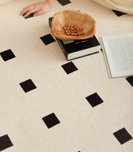 Geometric Contemporary Modern Rugs Next to Bed, Abstract Area Rugs for Living Room, Modern Soft Rugs under Dining Room Table, Modern Carpets for Office-LargePaintingArt.com