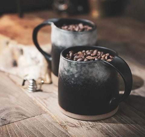 Black Pottery Coffee Cup, Ceramic Coffee Mug, Latte Coffee Cup, Handmade Coffee Cup, Large Tea Cup-LargePaintingArt.com