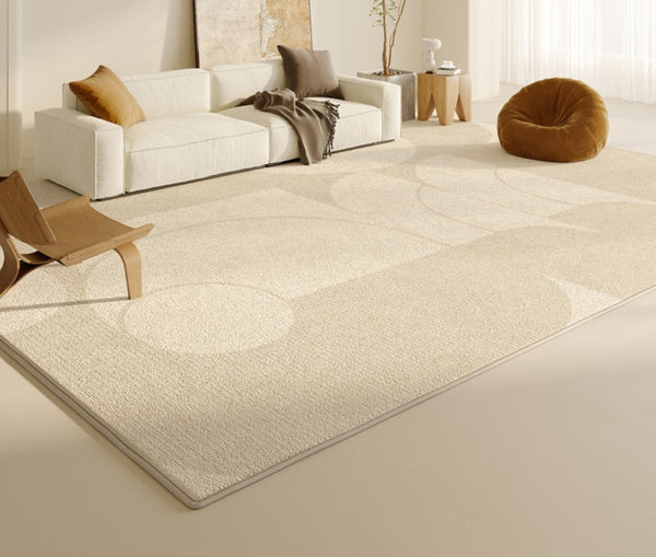Abstract Contemporary Rugs for Bedroom, Modern Cream Color Rugs for Living Room, Modern Rugs under Sofa, Dining Room Floor Rugs, Modern Rugs for Office-LargePaintingArt.com
