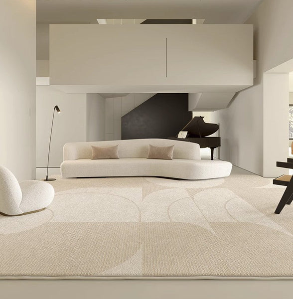 Abstract Contemporary Rugs for Bedroom, Modern Cream Color Rugs for Living Room, Modern Rugs under Sofa, Dining Room Floor Rugs, Modern Rugs for Office-LargePaintingArt.com
