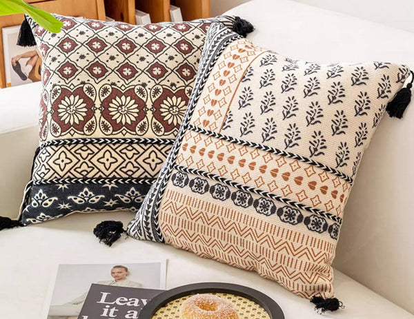 Geometric Modern Pillows, Decorative Throw Pillows for Living Room, Bohemian Decorative Sofa Pillows, Oriental Square Pillows for Couch
