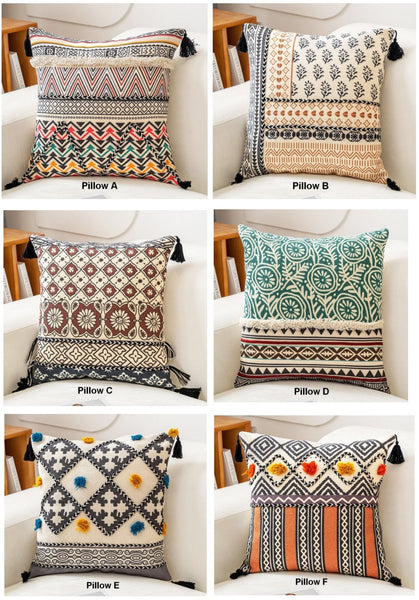 Geometric Modern Pillows, Decorative Throw Pillows for Living Room, Bohemian Decorative Sofa Pillows, Oriental Square Pillows for Couch