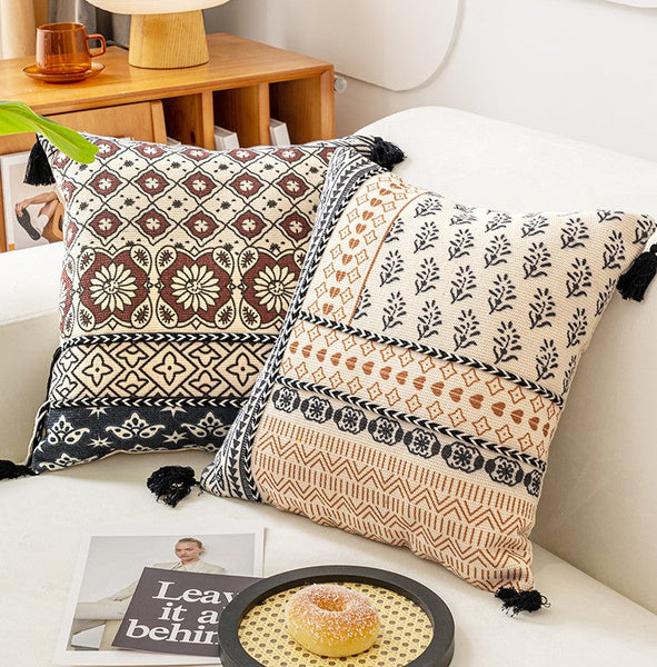 Geometric Modern Pillows, Decorative Throw Pillows for Living Room, Bohemian Decorative Sofa Pillows, Oriental Square Pillows for Couch
