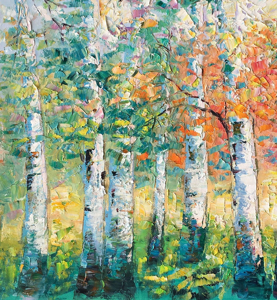 Custom Canvas Painting for Living Room, Heavy Texture Canvas Art, Autumn Tree Landscape Art-LargePaintingArt.com
