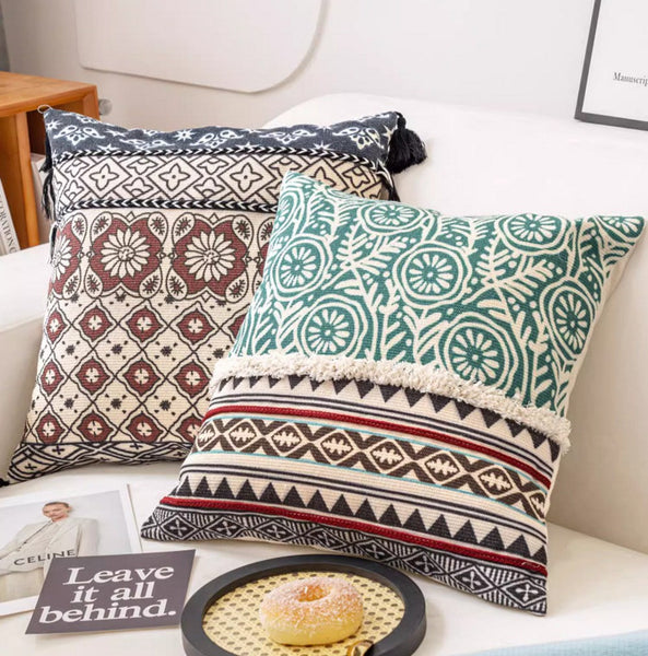 Geometric Modern Pillows, Decorative Throw Pillows for Living Room, Bohemian Decorative Sofa Pillows, Oriental Square Pillows for Couch