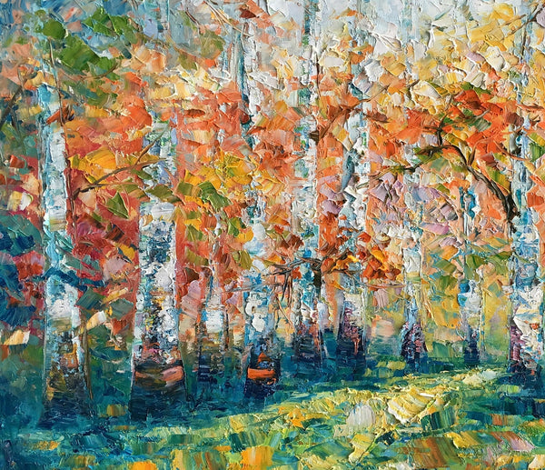 Original Wall Art, Birch Tree Painting, Landscape Painting, Custom Canvas Wall Art, Original Artwork, Canvas Painting, Tree Painting-LargePaintingArt.com