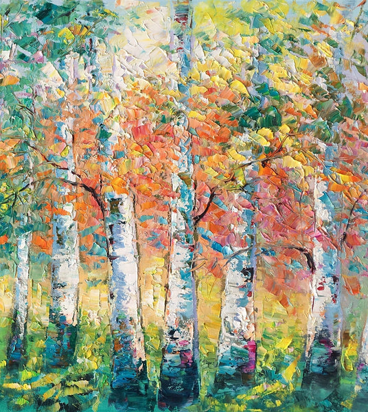 Custom Canvas Painting for Living Room, Heavy Texture Canvas Art, Autumn Tree Landscape Art-LargePaintingArt.com