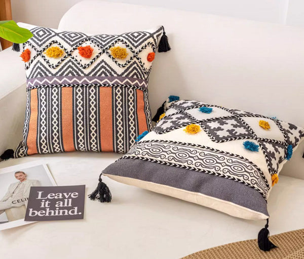 Geometric Modern Pillows, Decorative Throw Pillows for Living Room, Bohemian Decorative Sofa Pillows, Oriental Square Pillows for Couch