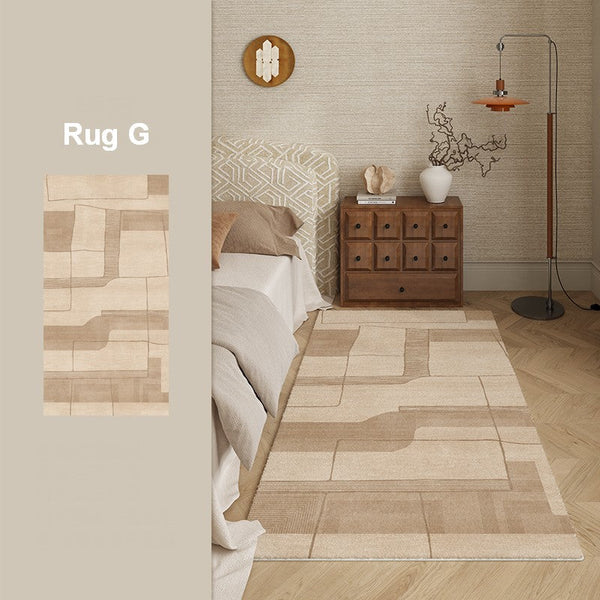 Unique Geometric Modern Rugs under Dining Room Table, Brown Modern Carpets for Office, Abstract Modern Rugs for Living Room, Contemporary Modern Rugs Next to Bed-LargePaintingArt.com