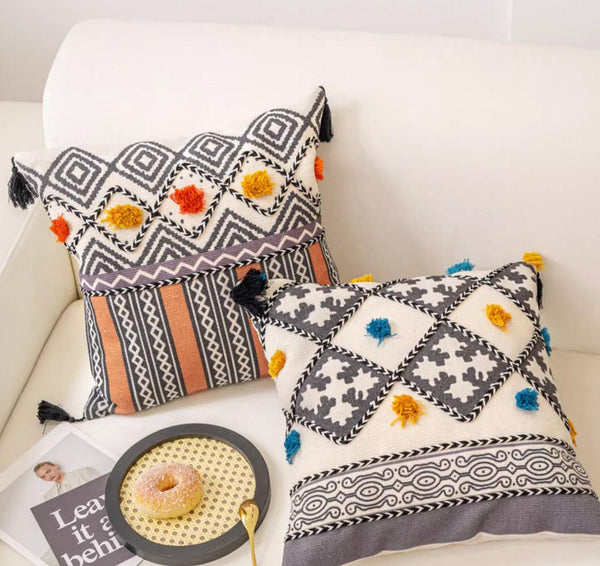 Geometric Modern Pillows, Decorative Throw Pillows for Living Room, Bohemian Decorative Sofa Pillows, Oriental Square Pillows for Couch