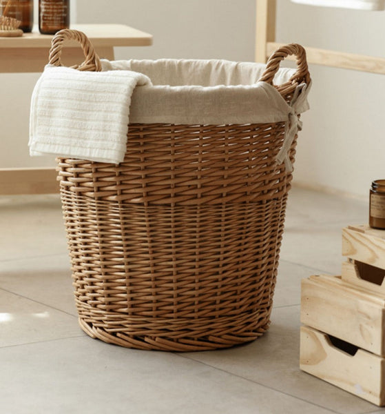 Large Food Storage Basket with Handle, Natural Hand-woven Wicker Storage Basket for Clothes, Willow Weaving Baskets for Clothes, Extra Large Kitchen Storage Baskets-LargePaintingArt.com