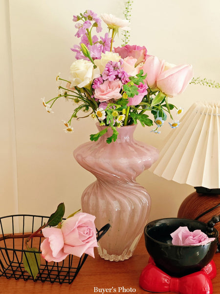 Modern Vases for Living Room, Mid Century Pink Vases for Flowers, Handmade Contemporary Glass Vases, Unique Decorative Glass Vase, Centerpiece Vases on Table-LargePaintingArt.com