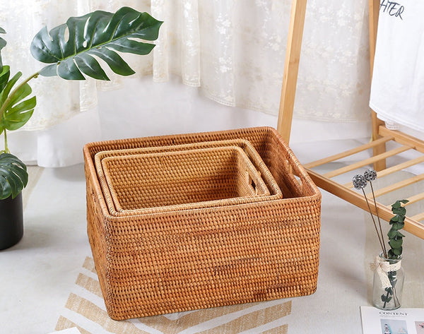 Large Storage Basket for Living Room, Kitchen Storage Baskets, Woven Storage Basket for Shelves, Rattan Storage Baskets for Toys-LargePaintingArt.com