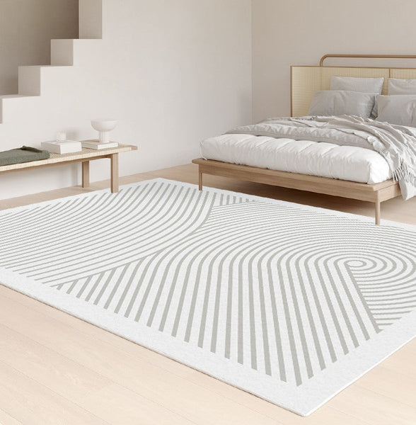 Soft Modern Rug for Living Room, Bedroom Floor Rugs, Geometric Contemporary Rugs for Dining Room, Gray Modern Rugs for Living Room-LargePaintingArt.com