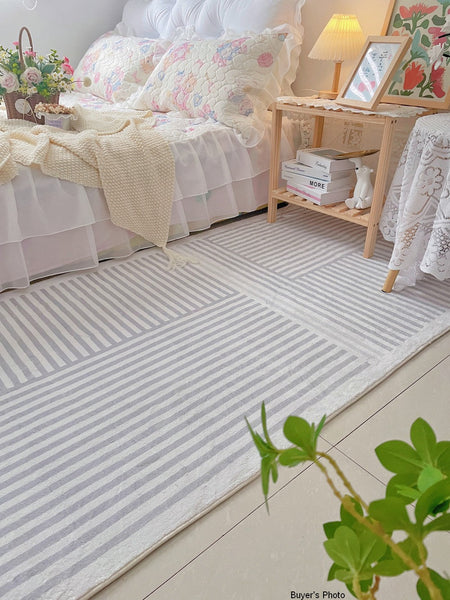 Gray Modern Rugs for Living Room, Geometric Contemporary Rugs for Dining Room, Bedroom Floor Rugs, Soft Modern Rug for Living Room-LargePaintingArt.com
