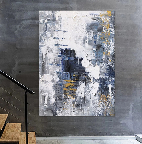 Living Room Abstract Wall Art Ideas, Large Acrylic Canvas Paintings, Large Wall Art Ideas, Impasto Painting, Simple Modern Abstract Painting-LargePaintingArt.com