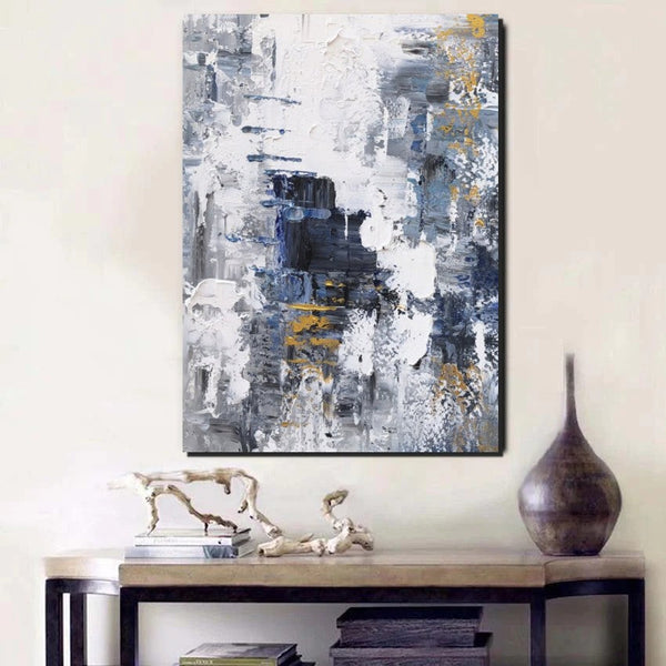 Living Room Abstract Wall Art Ideas, Large Acrylic Canvas Paintings, Large Wall Art Ideas, Impasto Painting, Simple Modern Abstract Painting-LargePaintingArt.com