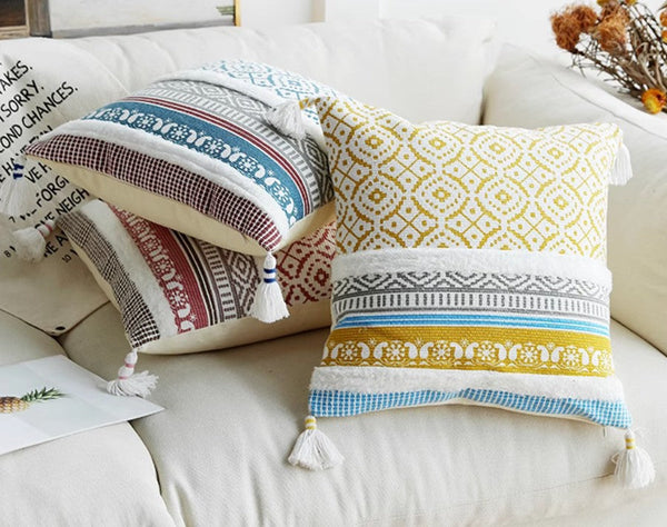 Geometric Modern Sofa Pillows for Bedroom, Square Pillows for Couch, Modern Decorative Pillow for Interior Design, Contemporary Decorative Pillow Covers-LargePaintingArt.com
