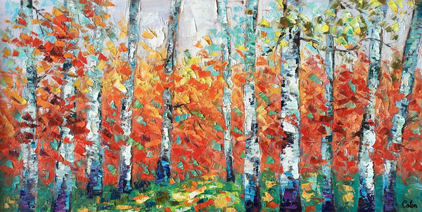 Custom Canvas Artwork, Spring Tree Painting, Landscape Oil Painting, Canvas Painting for Bedroom-LargePaintingArt.com