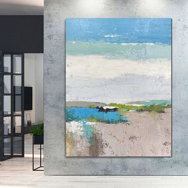 Acrylic Paintings on Canvas, Simple Modern Art, Large Paintings Behind Sofa, Acrylic Painting for Bedroom, Blue Modern Paintings, Buy Paintings Online-LargePaintingArt.com