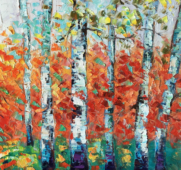 Custom Canvas Artwork, Spring Tree Painting, Landscape Oil Painting, Canvas Painting for Bedroom-LargePaintingArt.com