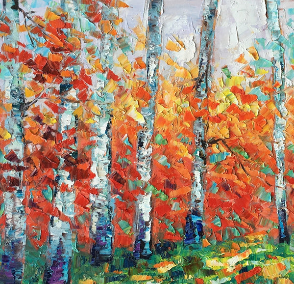 Custom Canvas Artwork, Spring Tree Painting, Landscape Oil Painting, Canvas Painting for Bedroom-LargePaintingArt.com