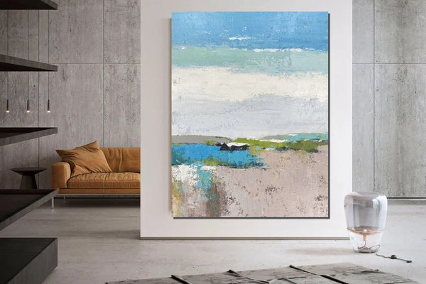 Acrylic Paintings on Canvas, Simple Modern Art, Large Paintings Behind Sofa, Acrylic Painting for Bedroom, Blue Modern Paintings, Buy Paintings Online-LargePaintingArt.com