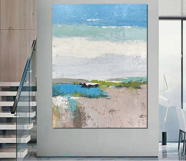 Acrylic Paintings on Canvas, Simple Modern Art, Large Paintings Behind Sofa, Acrylic Painting for Bedroom, Blue Modern Paintings, Buy Paintings Online-LargePaintingArt.com