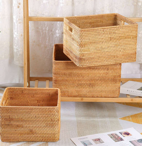 Large Storage Basket for Living Room, Kitchen Storage Baskets, Woven Storage Basket for Shelves, Rattan Storage Baskets for Toys-LargePaintingArt.com