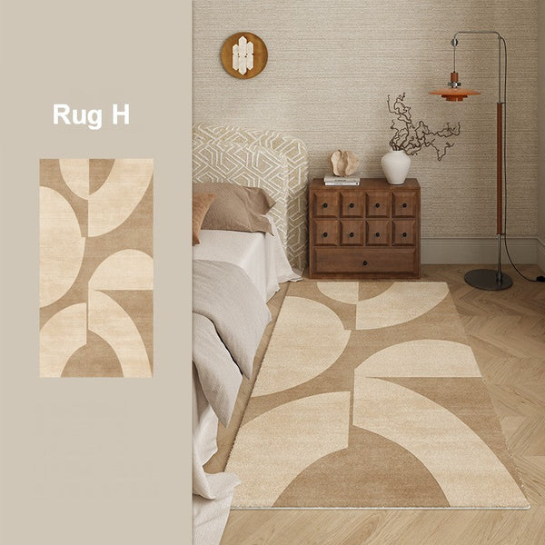 Unique Geometric Modern Rugs under Dining Room Table, Brown Modern Carpets for Office, Abstract Modern Rugs for Living Room, Contemporary Modern Rugs Next to Bed-LargePaintingArt.com